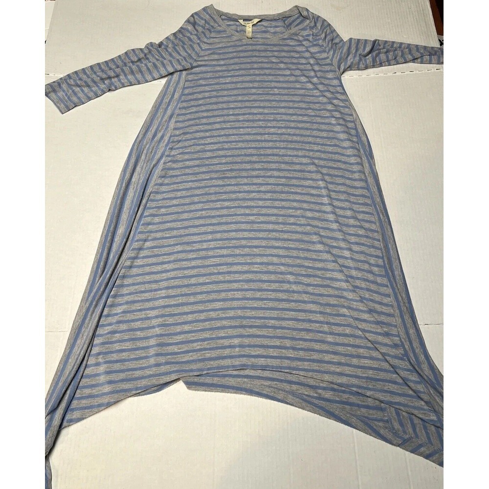Matilda Jane Her Majesty Knit Tunic Top Dress Shark Bite Hem Gray & Blue Small